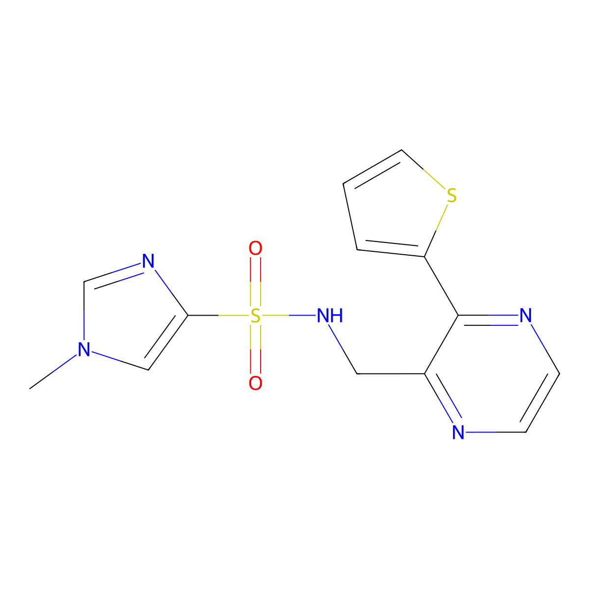 1-methyl-N-((3-(thiophen-2-yl)pyrazin-2-yl)methyl)-1H-imidazole-4-sulfonamide molecular structure, CAS 2034390-01-5