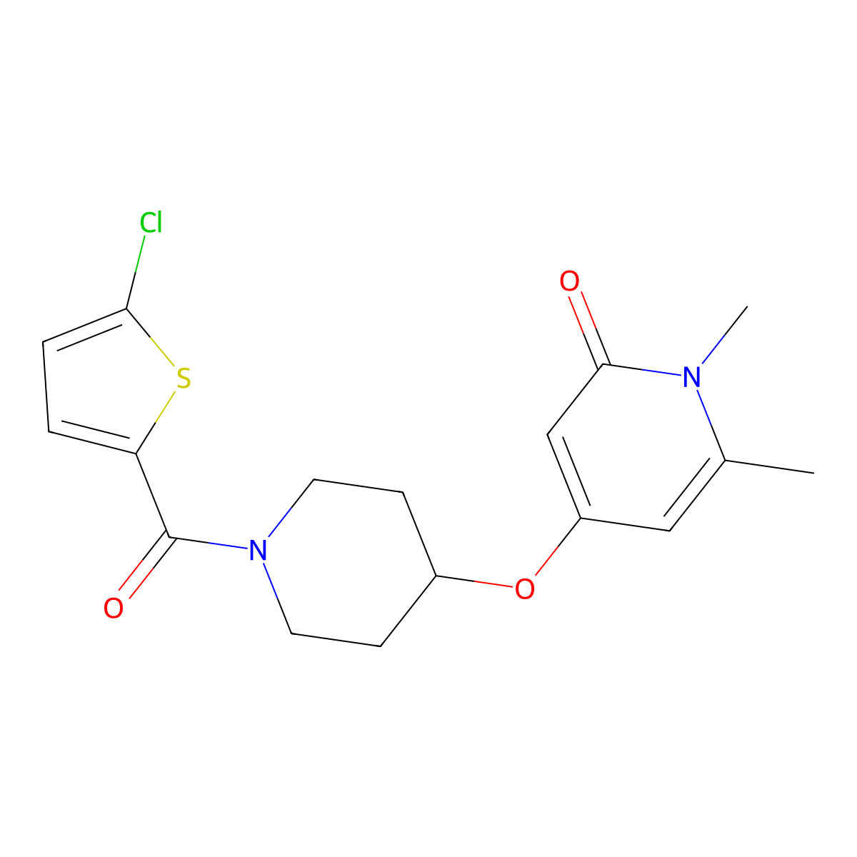 4-((1-(5-chlorothiophene-2-carbonyl)piperidin-4-yl)oxy)-1,6-dimethylpyridin-2(1H)-one molecular structure, CAS 2034390-13-9