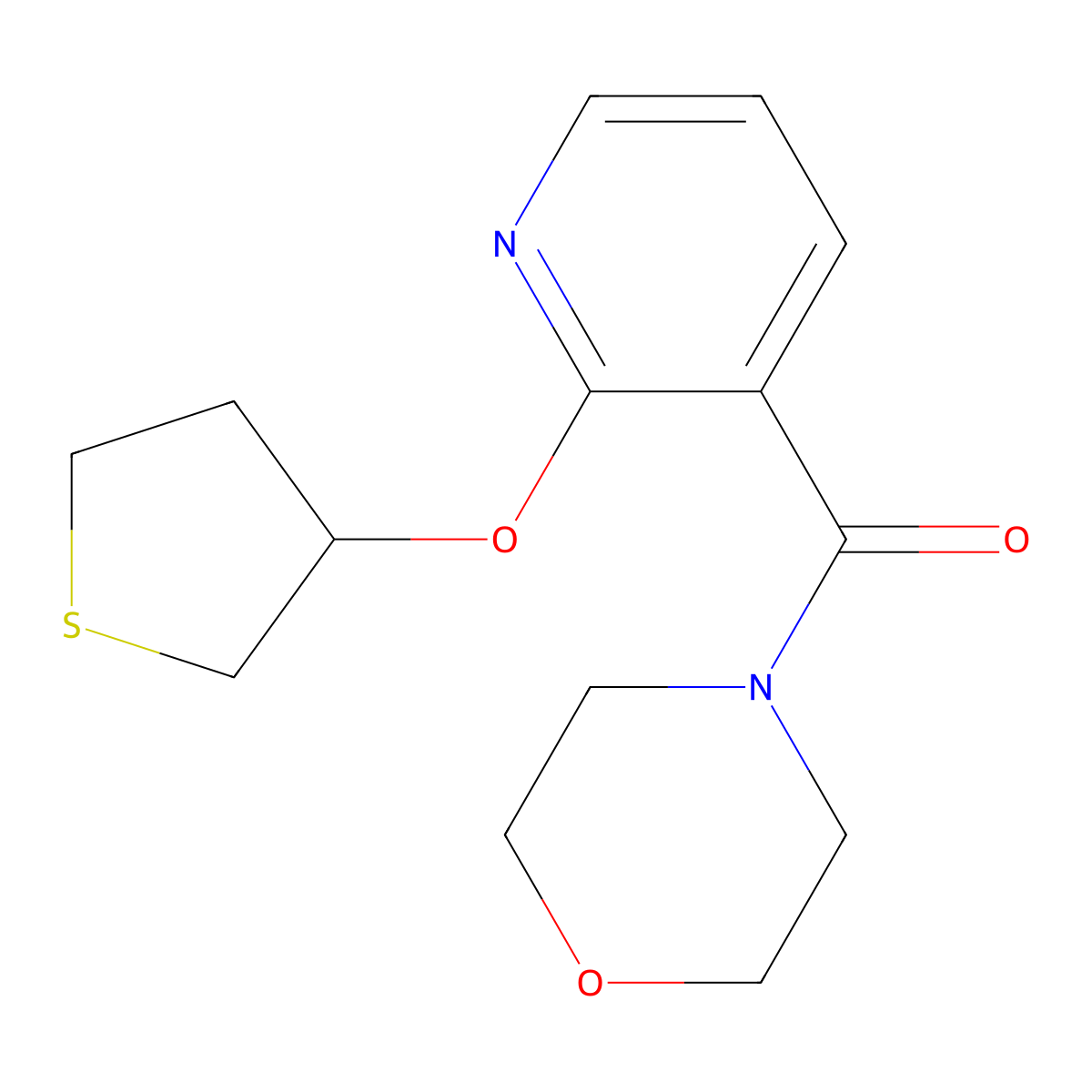 Morpholino(2-((tetrahydrothiophen-3-yl)oxy)pyridin-3-yl)methanone molecular structure, CAS 2034390-23-1
