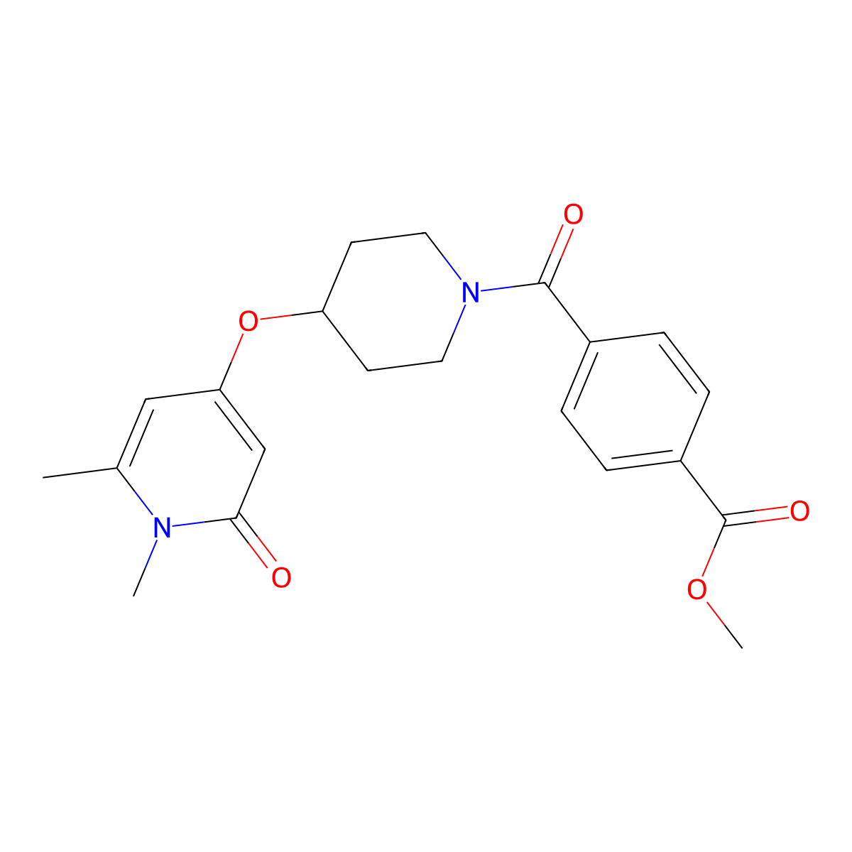 Methyl 4-{4-[(1,6-dimethyl-2-oxo-1,2-dihydropyridin-4-yl)oxy]piperidine-1-carbonyl}benzoate molecular structure, CAS 2034390-29-7