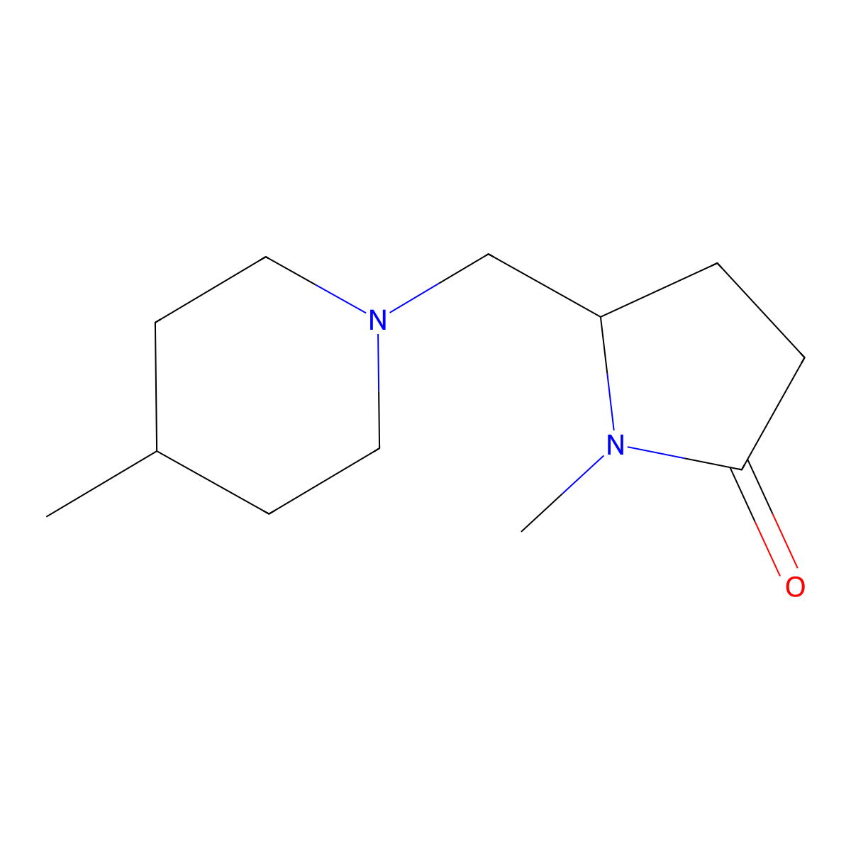 1-Methyl-5-[(4-methylpiperidin-1-yl)methyl]pyrrolidin-2-one molecular structure, CAS 2034390-46-8