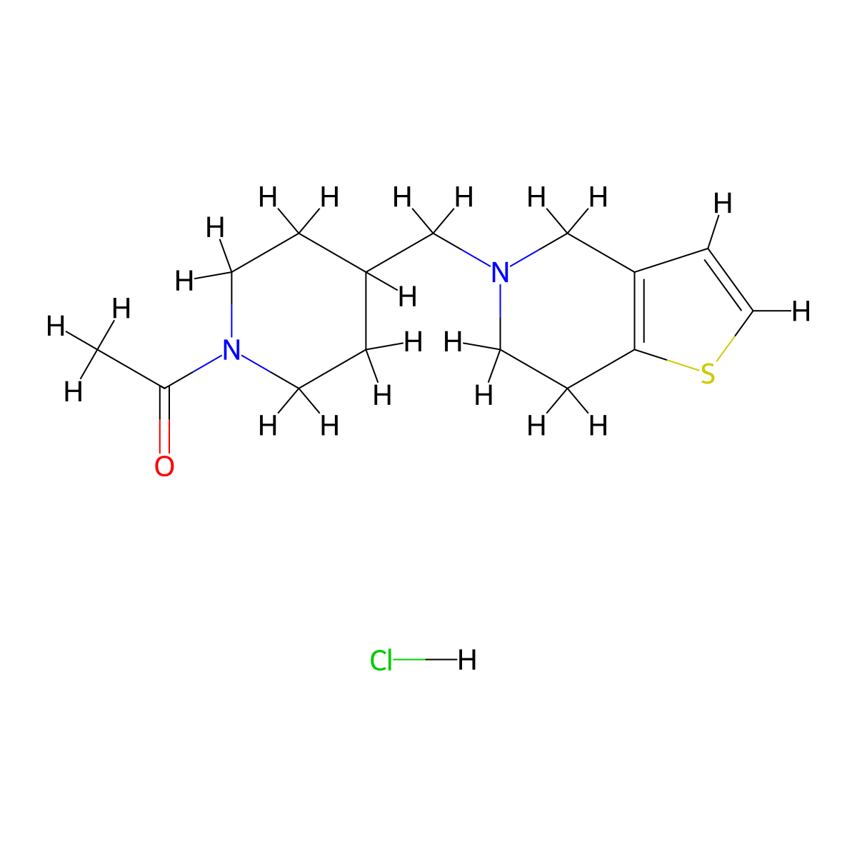 1-(4-((6,7-dihydrothieno[3,2-c]pyridin-5(4H)-yl)methyl)piperidin-1-yl)ethanone hydrochloride molecular structure, CAS 2034390-52-6
