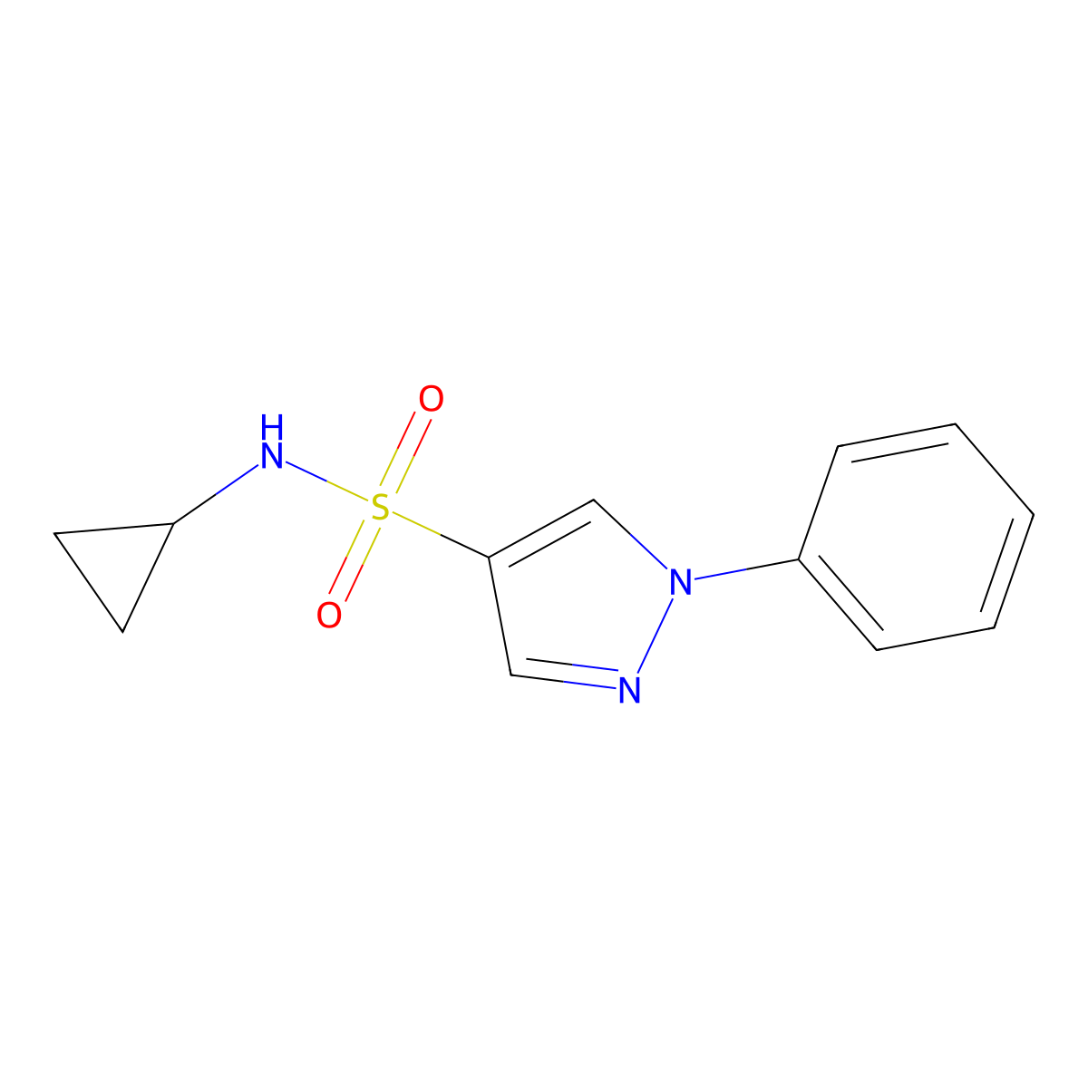 N-cyclopropyl-1-phenyl-1H-pyrazole-4-sulfonamide molecular structure, CAS 2034390-58-2