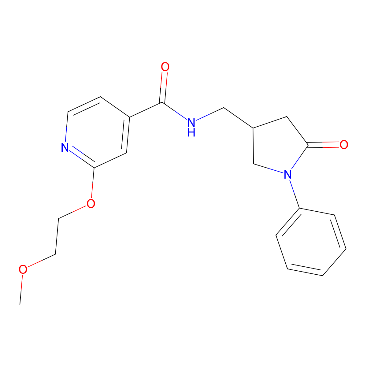 2-(2-methoxyethoxy)-N-((5-oxo-1-phenylpyrrolidin-3-yl)methyl)isonicotinamide molecular structure, CAS 2034390-62-8