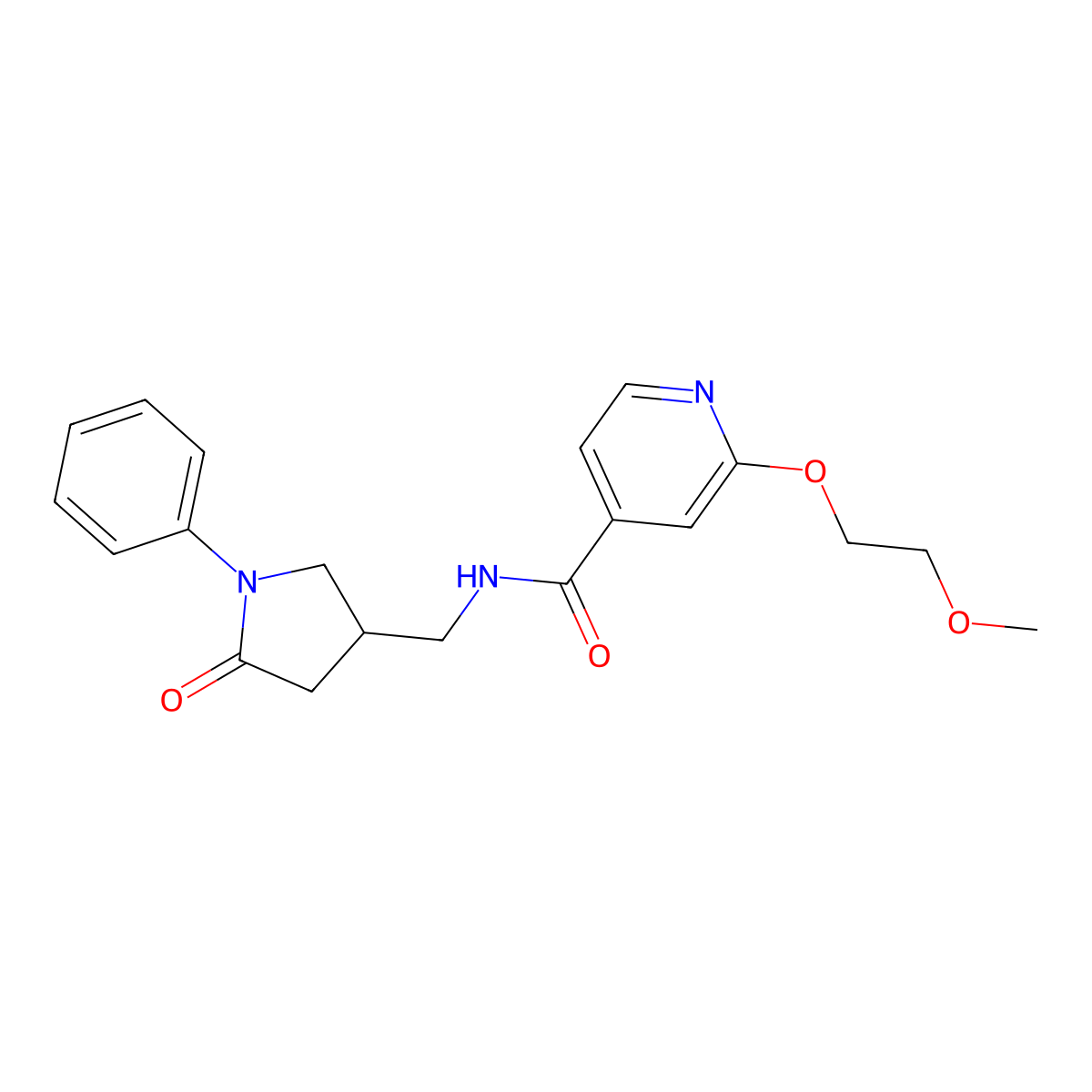 2-(2-methoxyethoxy)-N-((5-oxo-1-phenylpyrrolidin-3-yl)methyl)isonicotinamide molecular structure, CAS 2034390-62-8