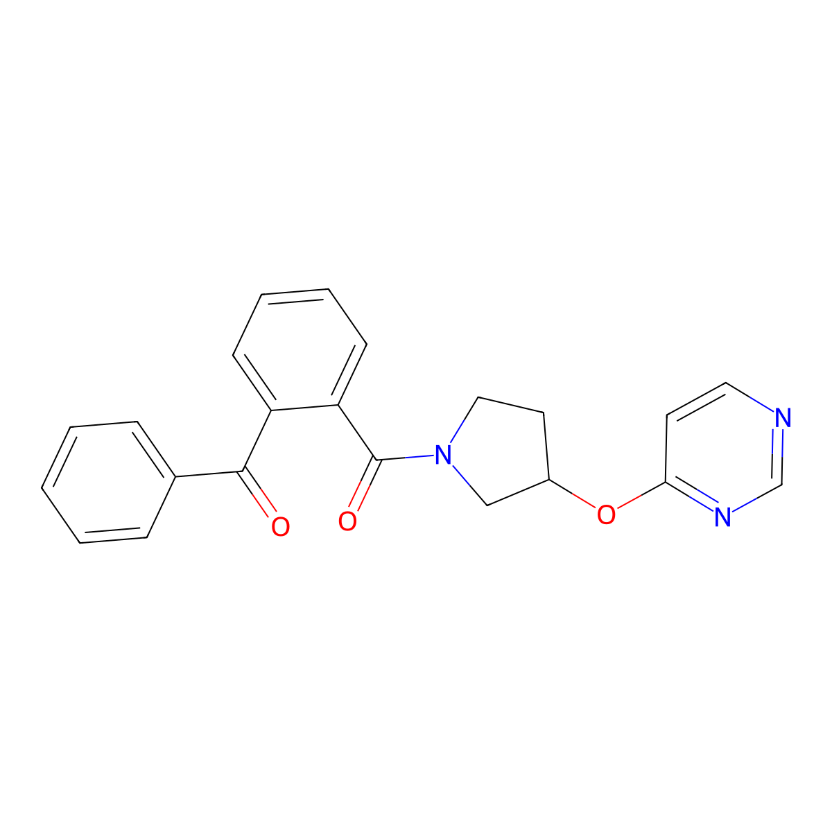 (2-Benzoylphenyl)(3-(pyrimidin-4-yloxy)pyrrolidin-1-yl)methanone molecular structure, CAS 2034390-63-9