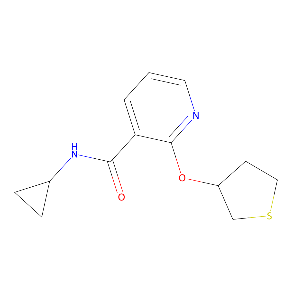 N-cyclopropyl-2-((tetrahydrothiophen-3-yl)oxy)nicotinamide molecular structure, CAS 2034390-66-2
