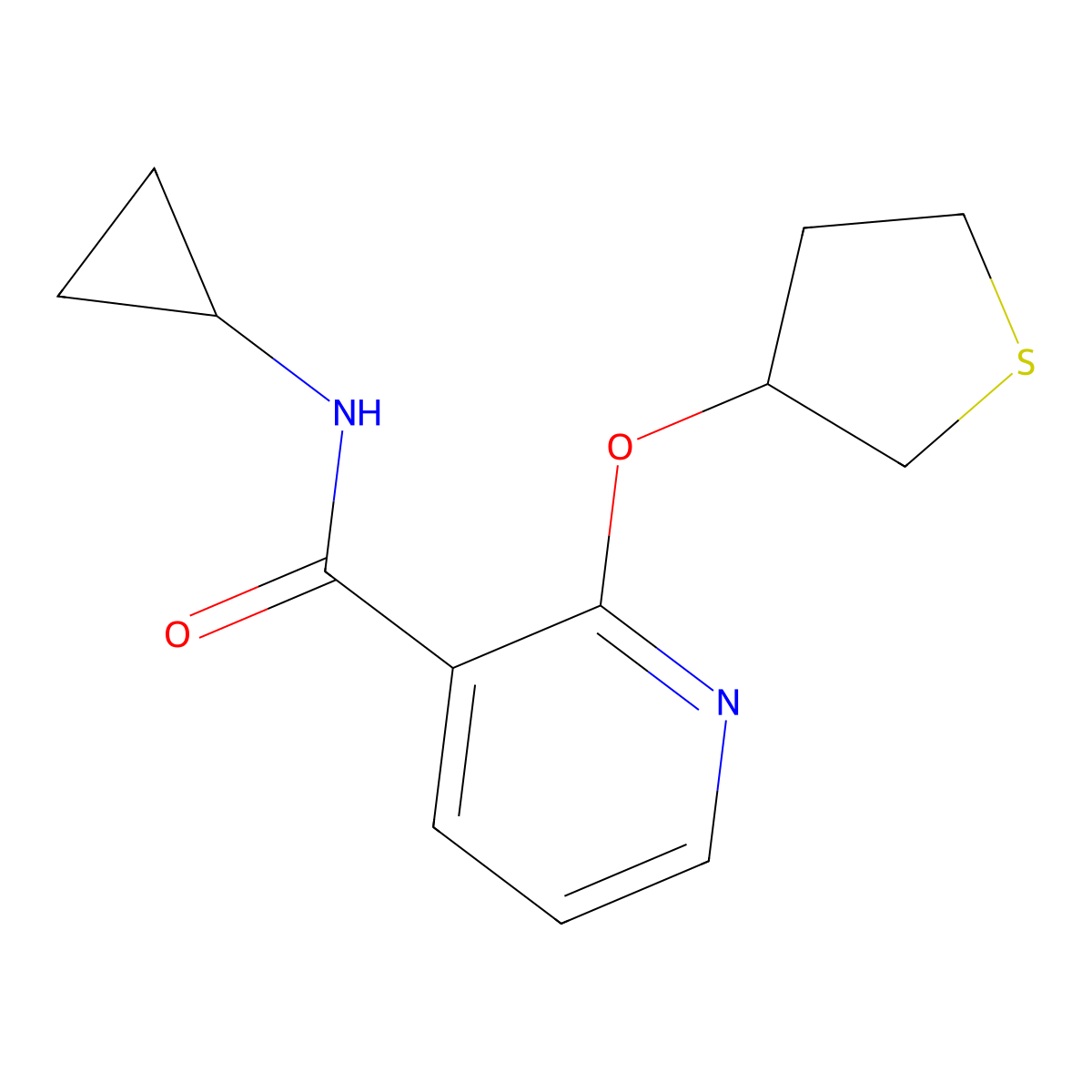 N-cyclopropyl-2-((tetrahydrothiophen-3-yl)oxy)nicotinamide molecular structure, CAS 2034390-66-2