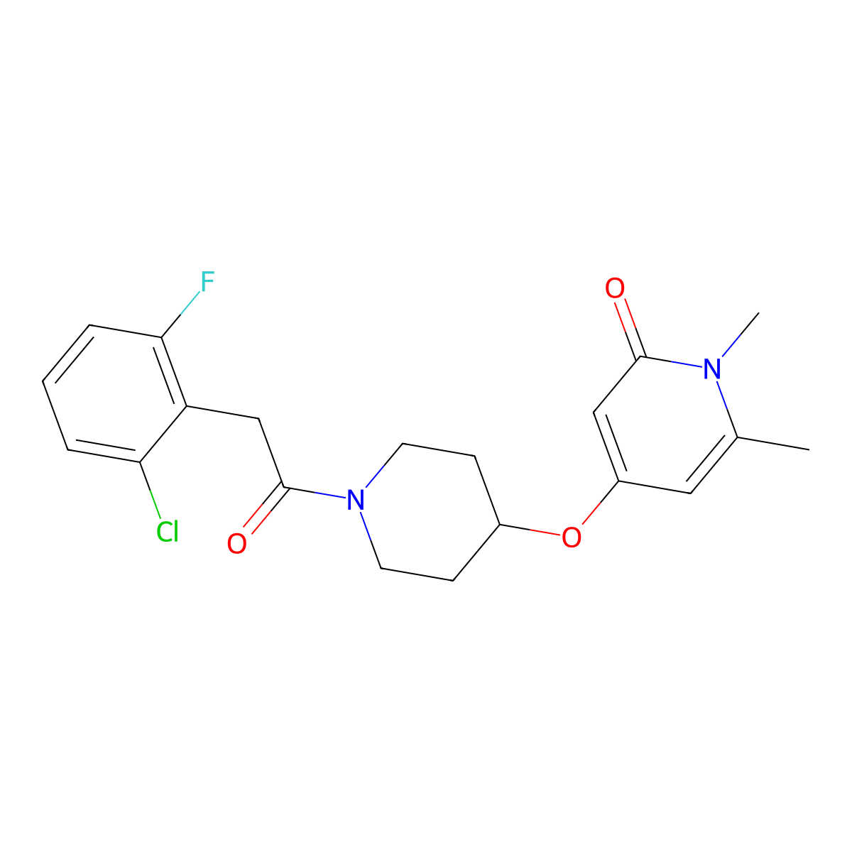 4-((1-(2-(2-chloro-6-fluorophenyl)acetyl)piperidin-4-yl)oxy)-1,6-dimethylpyridin-2(1H)-one molecular structure, CAS 2034390-68-4