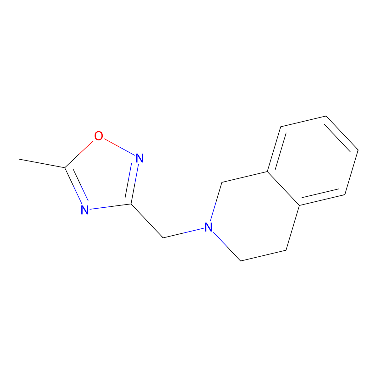 3-((3,4-dihydroisoquinolin-2(1H)-yl)methyl)-5-methyl-1,2,4-oxadiazole molecular structure, CAS 2034390-70-8
