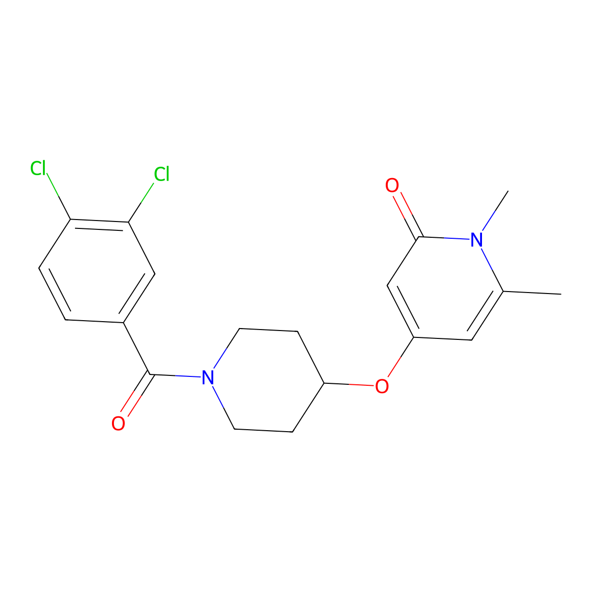 4-((1-(3,4-dichlorobenzoyl)piperidin-4-yl)oxy)-1,6-dimethylpyridin-2(1H)-one molecular structure, CAS 2034390-78-6