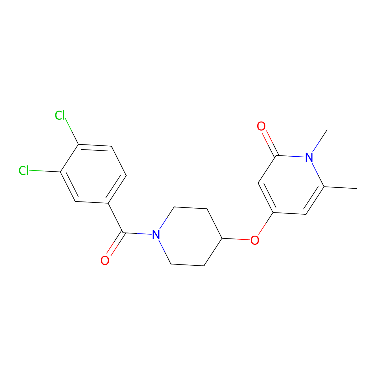 4-((1-(3,4-dichlorobenzoyl)piperidin-4-yl)oxy)-1,6-dimethylpyridin-2(1H)-one molecular structure, CAS 2034390-78-6
