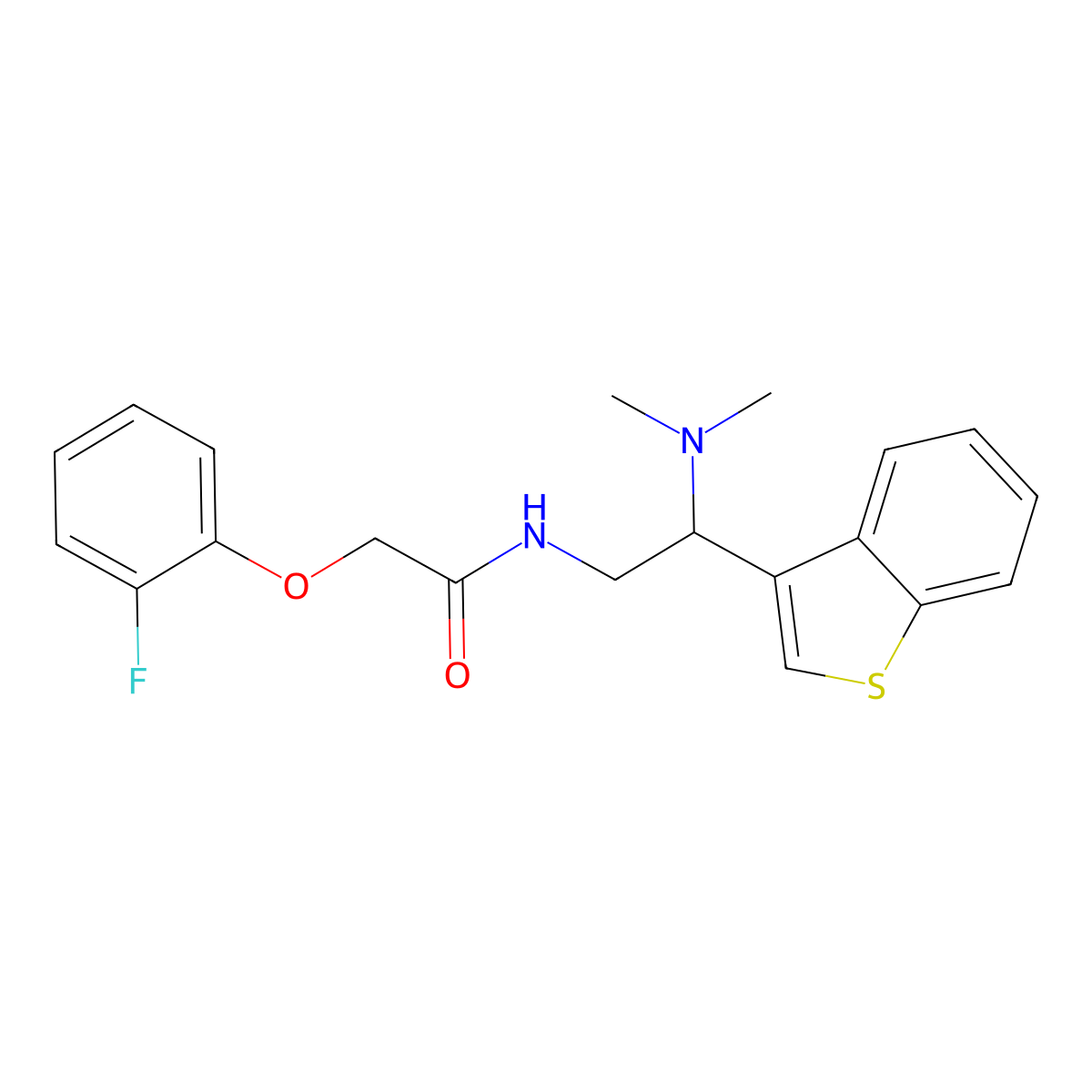 N-(2-(benzo[b]thiophen-3-yl)-2-(dimethylamino)ethyl)-2-(2-fluorophenoxy)acetamide molecular structure, CAS 2034390-87-7