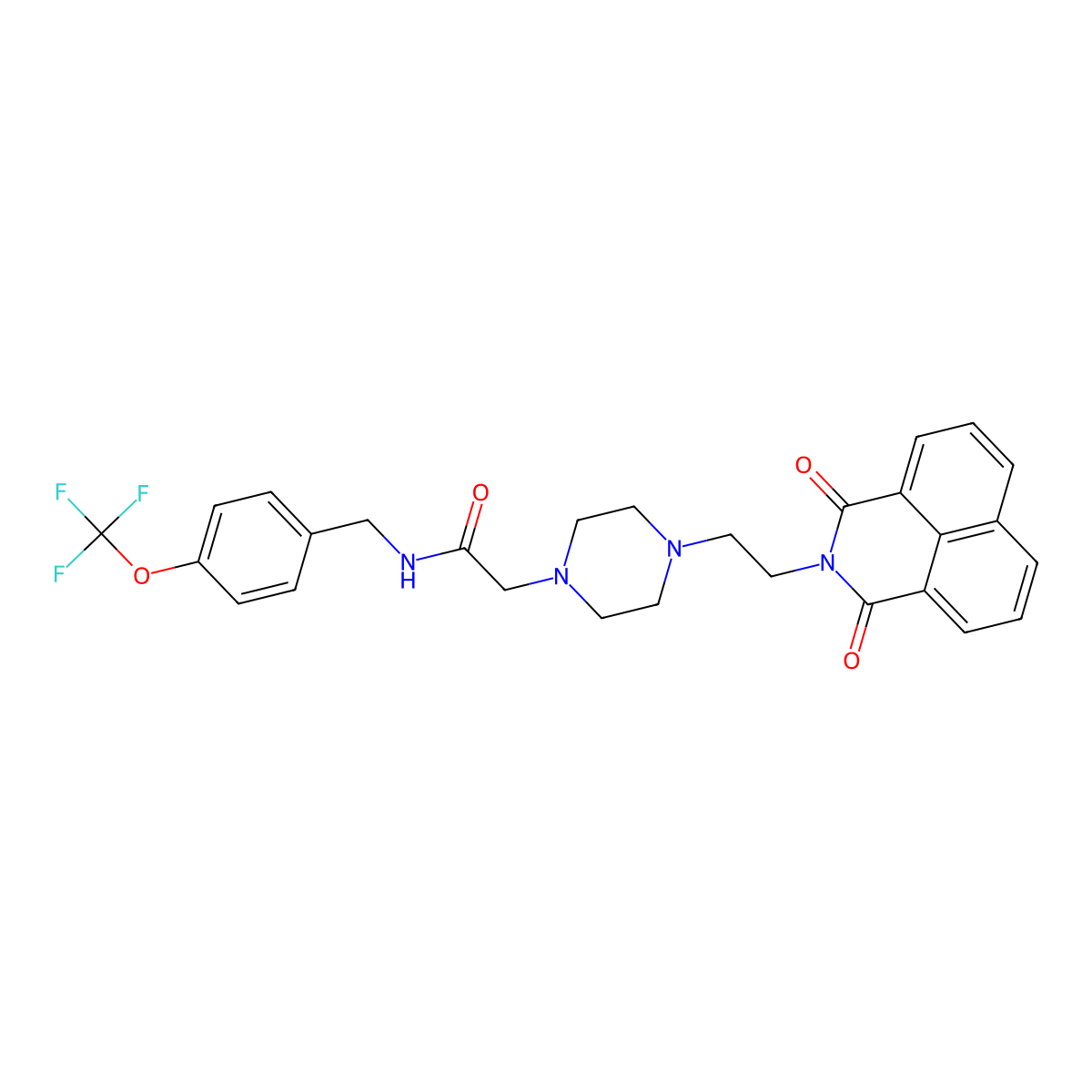2-(4-(2-(1,3-dioxo-1H-benzo[de]isoquinolin-2(3H)-yl)ethyl)piperazin-1-yl)-N-(4-(trifluoromethoxy)benzyl)acetamide molecular structure, CAS 2034390-88-8