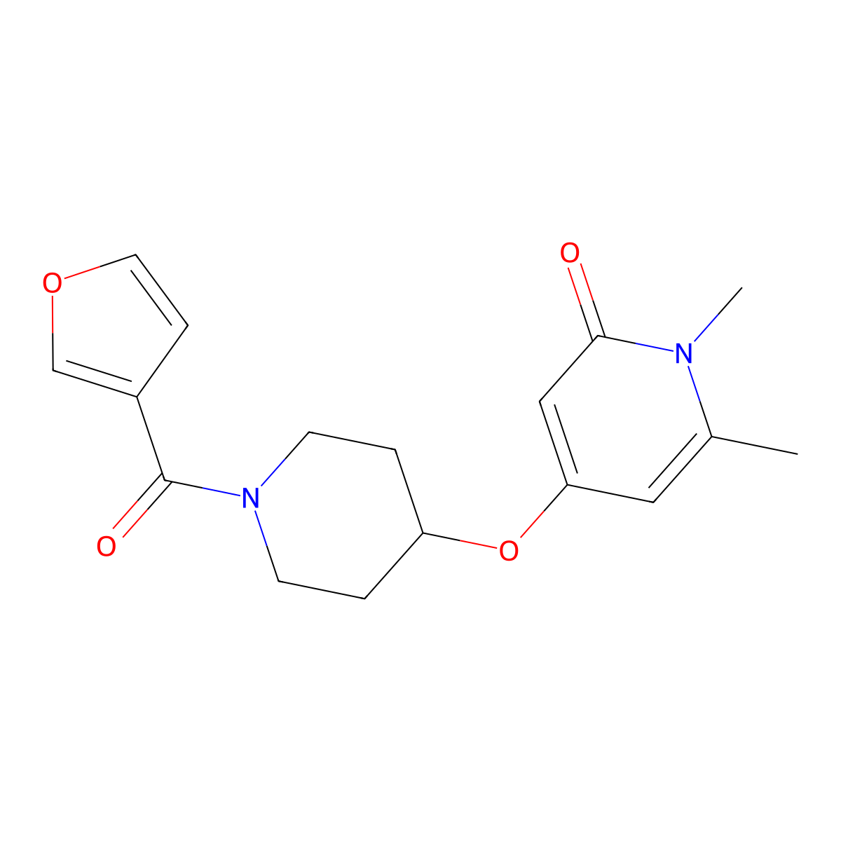 4-((1-(furan-3-carbonyl)piperidin-4-yl)oxy)-1,6-dimethylpyridin-2(1H)-one molecular structure, CAS 2034390-89-9