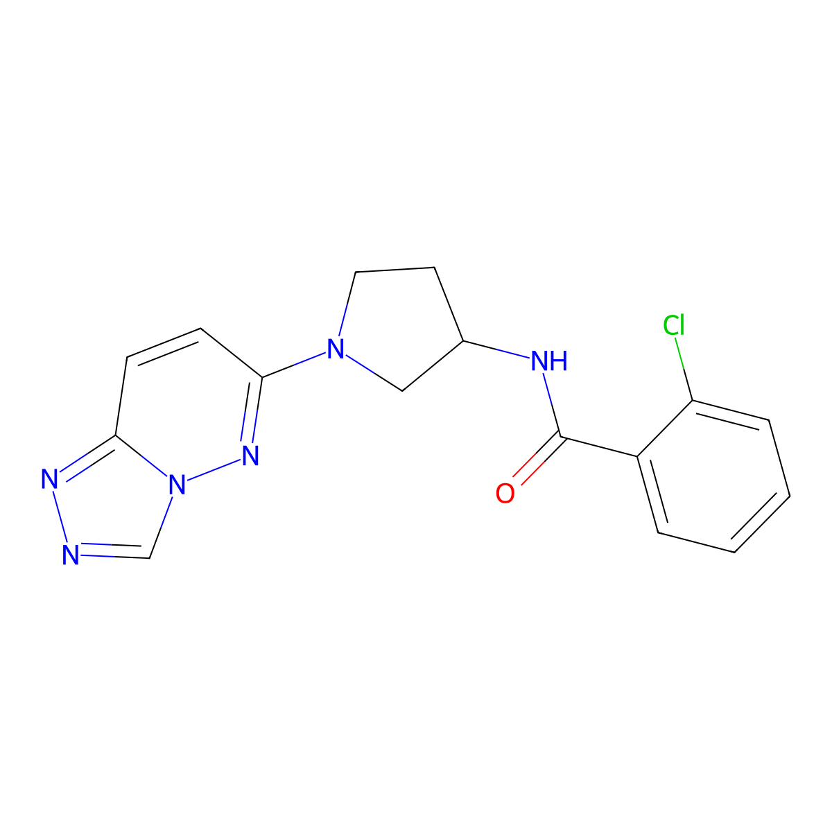 N-(1-([1,2,4]triazolo[4,3-b]pyridazin-6-yl)pyrrolidin-3-yl)-2-chlorobenzamide molecular structure, CAS 2034390-93-5