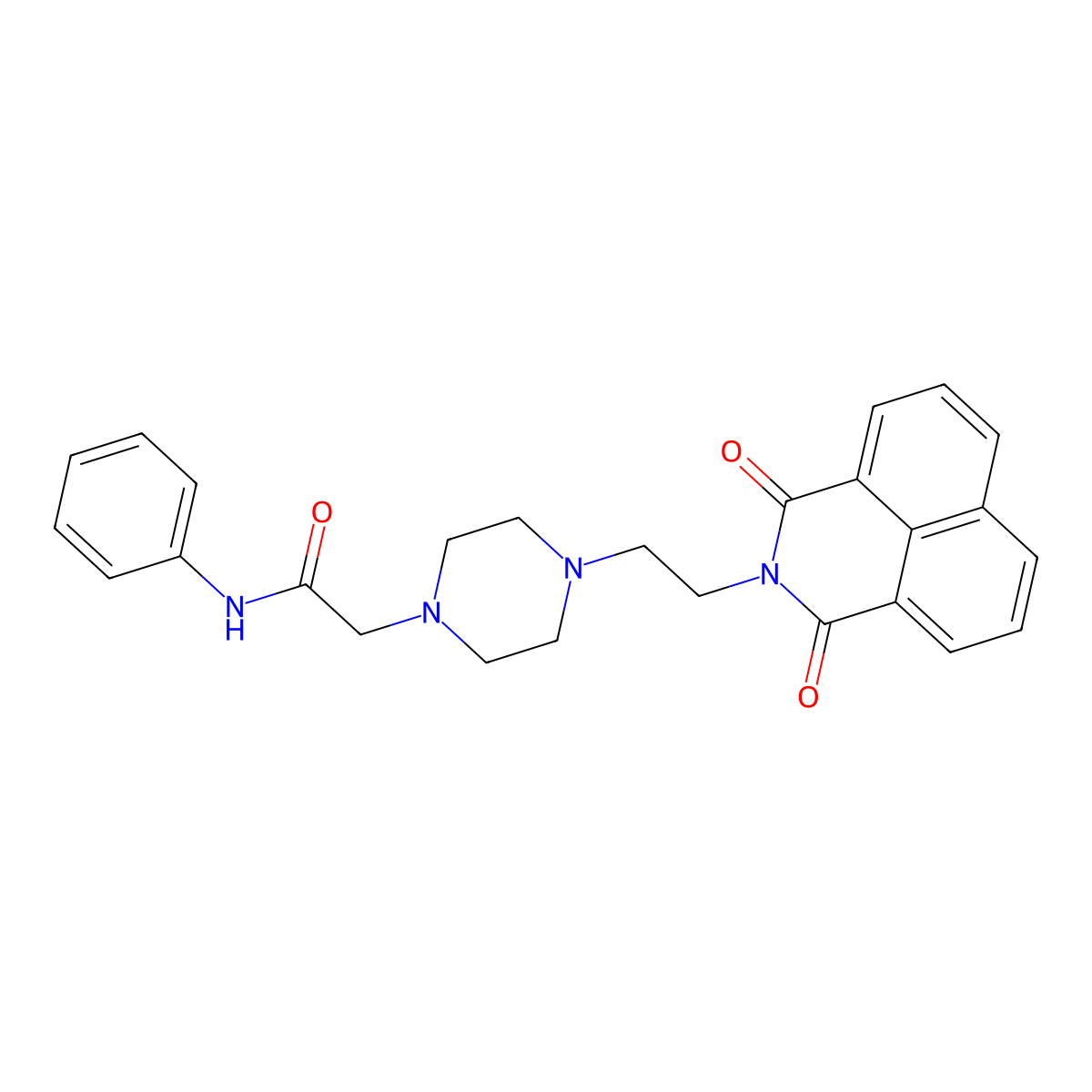 2-(4-(2-(1,3-dioxo-1H-benzo[de]isoquinolin-2(3H)-yl)ethyl)piperazin-1-yl)-N-phenylacetamide molecular structure, CAS 2034390-95-7