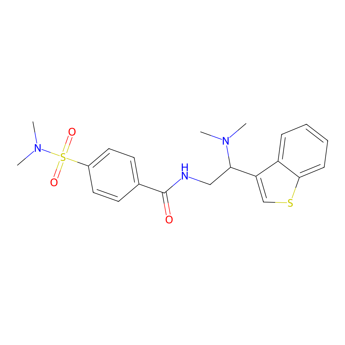 N-(2-(benzo[b]thiophen-3-yl)-2-(dimethylamino)ethyl)-4-(N,N-dimethylsulfamoyl)benzamide molecular structure, CAS 2034390-99-1
