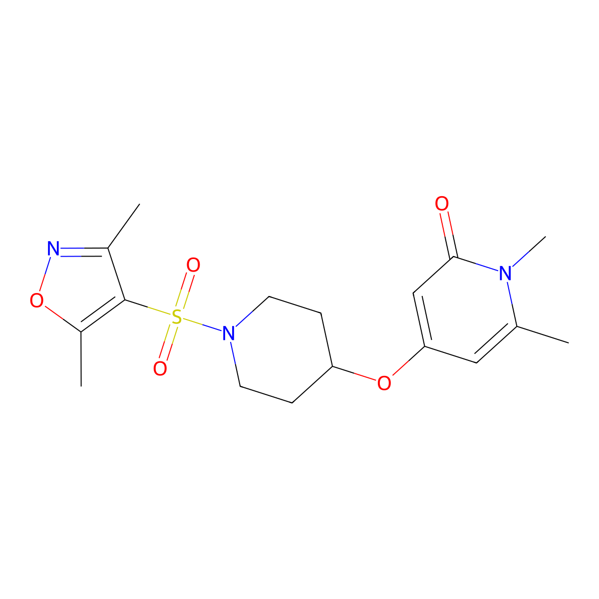 4-((1-((3,5-dimethylisoxazol-4-yl)sulfonyl)piperidin-4-yl)oxy)-1,6-dimethylpyridin-2(1H)-one molecular structure, CAS 2034391-02-9