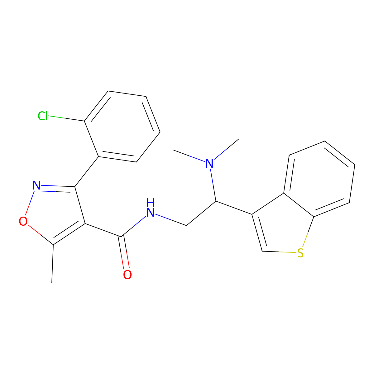N-(2-(benzo[b]thiophen-3-yl)-2-(dimethylamino)ethyl)-3-(2-chlorophenyl)-5-methylisoxazole-4-carboxamide molecular structure, CAS 2034391-07-4