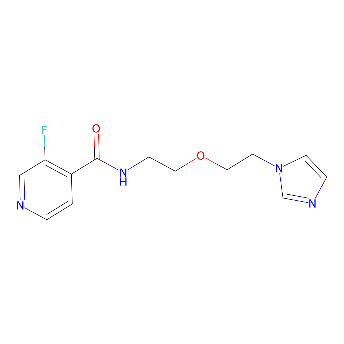 N-(2-(2-(1H-imidazol-1-yl)ethoxy)ethyl)-3-fluoroisonicotinamide molecular structure, CAS 2034391-08-5