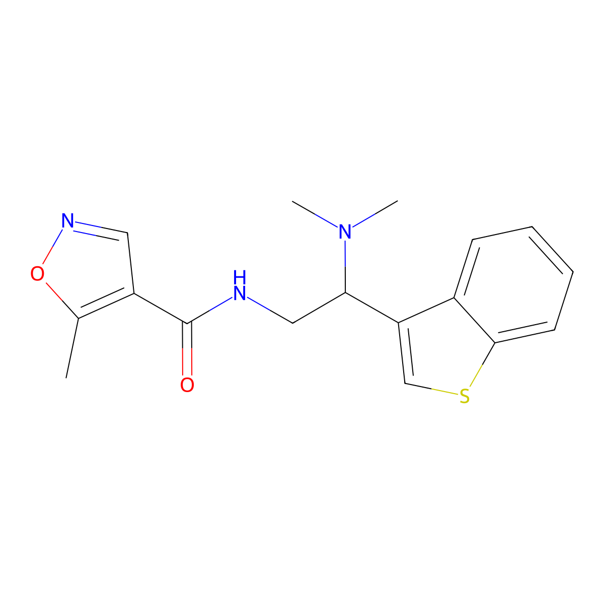 N-(2-(benzo[b]thiophen-3-yl)-2-(dimethylamino)ethyl)-5-methylisoxazole-4-carboxamide molecular structure, CAS 2034391-16-5