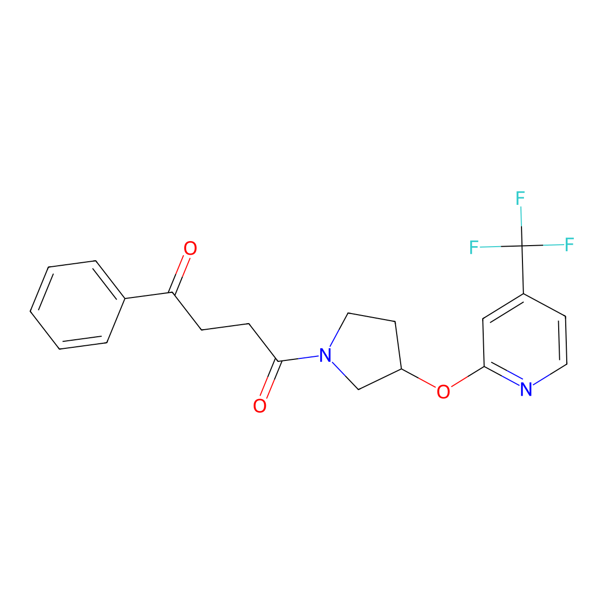 1-Phenyl-4-(3-{[4-(trifluoromethyl)pyridin-2-yl]oxy}pyrrolidin-1-yl)butane-1,4-dione molecular structure, CAS 2034391-18-7