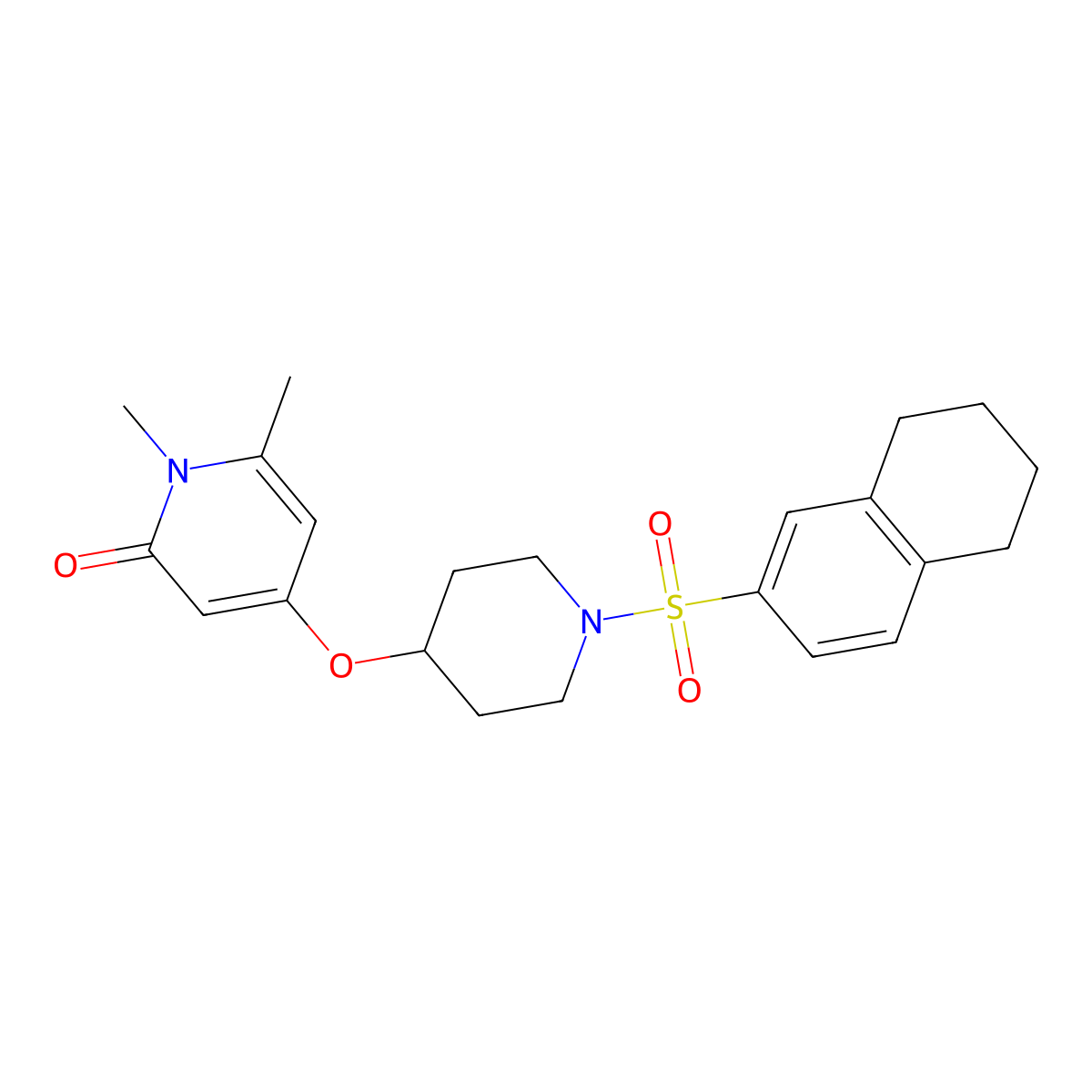 1,6-dimethyl-4-((1-((5,6,7,8-tetrahydronaphthalen-2-yl)sulfonyl)piperidin-4-yl)oxy)pyridin-2(1H)-one molecular structure, CAS 2034391-19-8