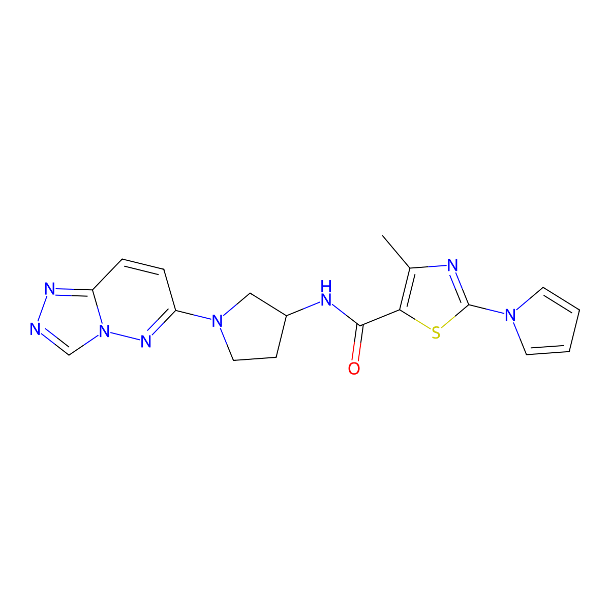 N-(1-([1,2,4]triazolo[4,3-b]pyridazin-6-yl)pyrrolidin-3-yl)-4-methyl-2-(1H-pyrrol-1-yl)thiazole-5-carboxamide molecular structure, CAS 2034391-21-2