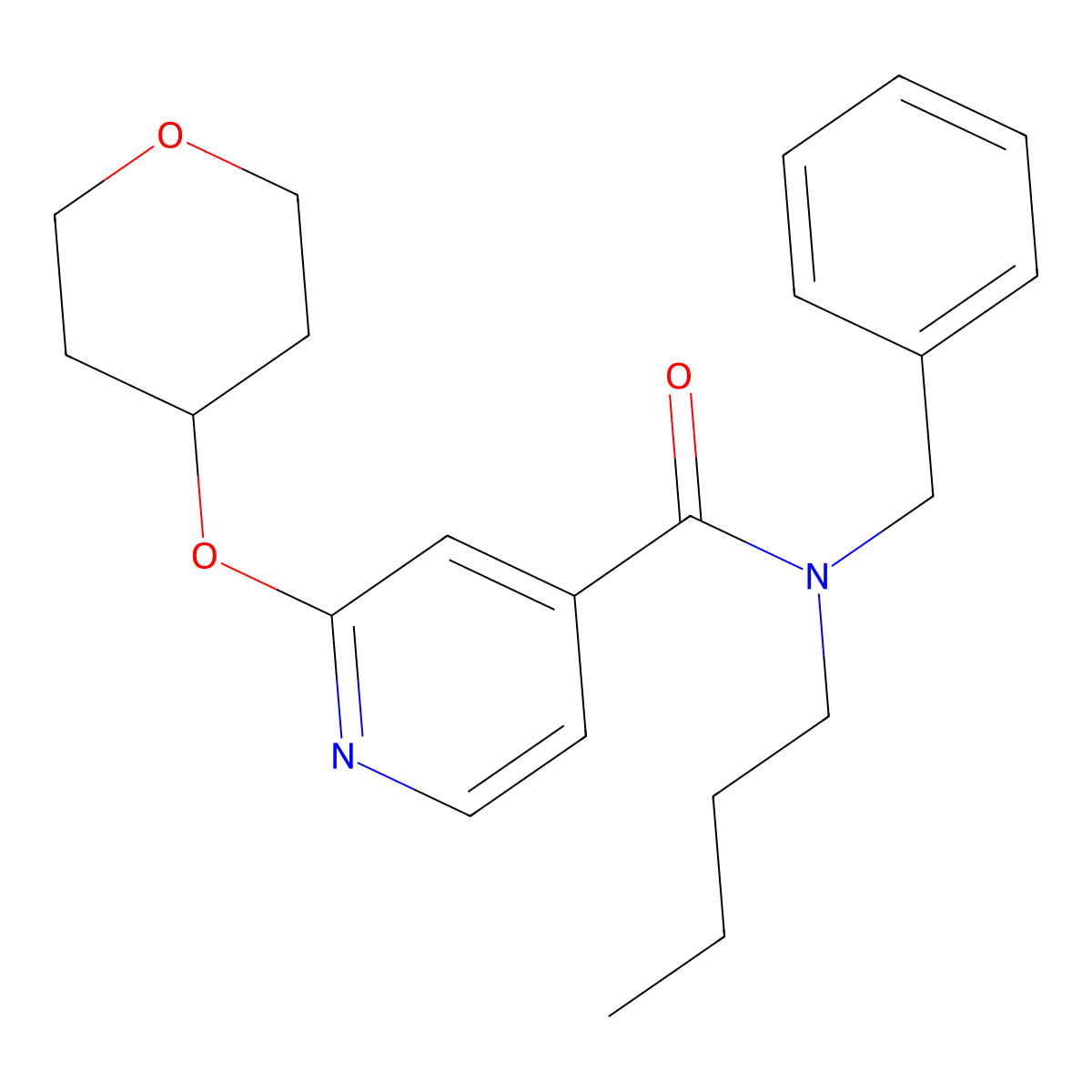 N-benzyl-N-butyl-2-((tetrahydro-2H-pyran-4-yl)oxy)isonicotinamide molecular structure, CAS 2034391-29-0