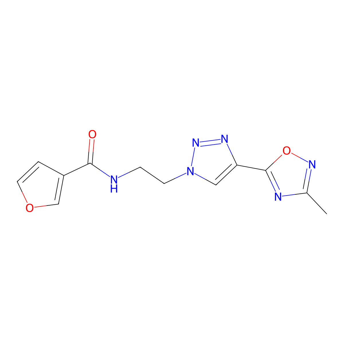 N-(2-(4-(3-methyl-1,2,4-oxadiazol-5-yl)-1H-1,2,3-triazol-1-yl)ethyl)furan-3-carboxamide molecular structure, CAS 2034391-32-5
