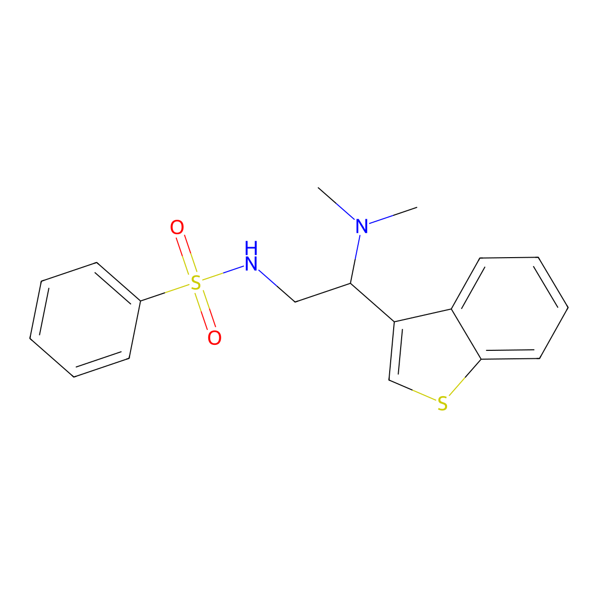 N-(2-(benzo[b]thiophen-3-yl)-2-(dimethylamino)ethyl)benzenesulfonamide molecular structure, CAS 2034391-33-6