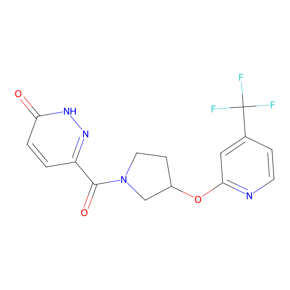 6-(3-((4-(trifluoromethyl)pyridin-2-yl)oxy)pyrrolidine-1-carbonyl)pyridazin-3(2H)-one molecular structure, CAS 2034391-34-7