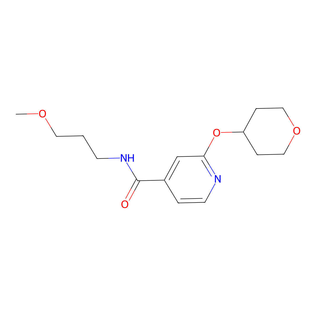 N-(3-methoxypropyl)-2-(oxan-4-yloxy)pyridine-4-carboxamide molecular structure, CAS 2034391-35-8