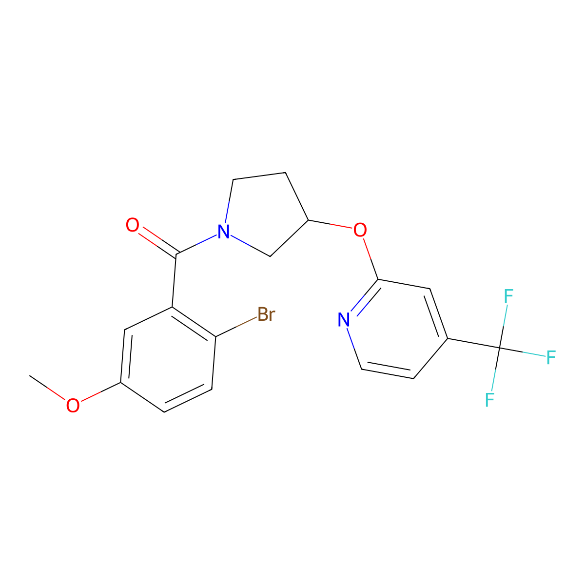(2-Bromo-5-methoxyphenyl)(3-((4-(trifluoromethyl)pyridin-2-yl)oxy)pyrrolidin-1-yl)methanone molecular structure, CAS 2034391-39-2
