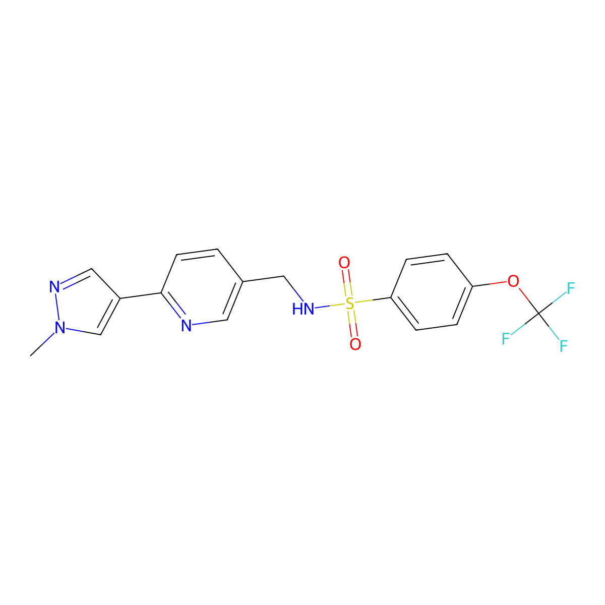 N-((6-(1-methyl-1H-pyrazol-4-yl)pyridin-3-yl)methyl)-4-(trifluoromethoxy)benzenesulfonamide molecular structure, CAS 2034391-42-7