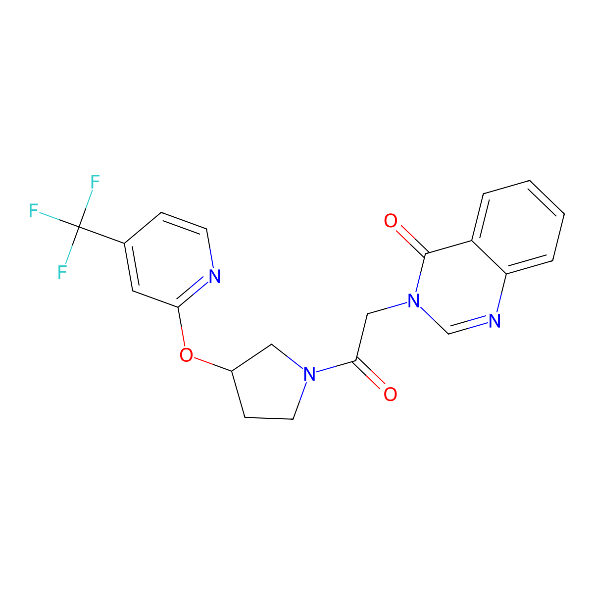 3-(2-oxo-2-(3-((4-(trifluoromethyl)pyridin-2-yl)oxy)pyrrolidin-1-yl)ethyl)quinazolin-4(3H)-one molecular structure, CAS 2034391-45-0