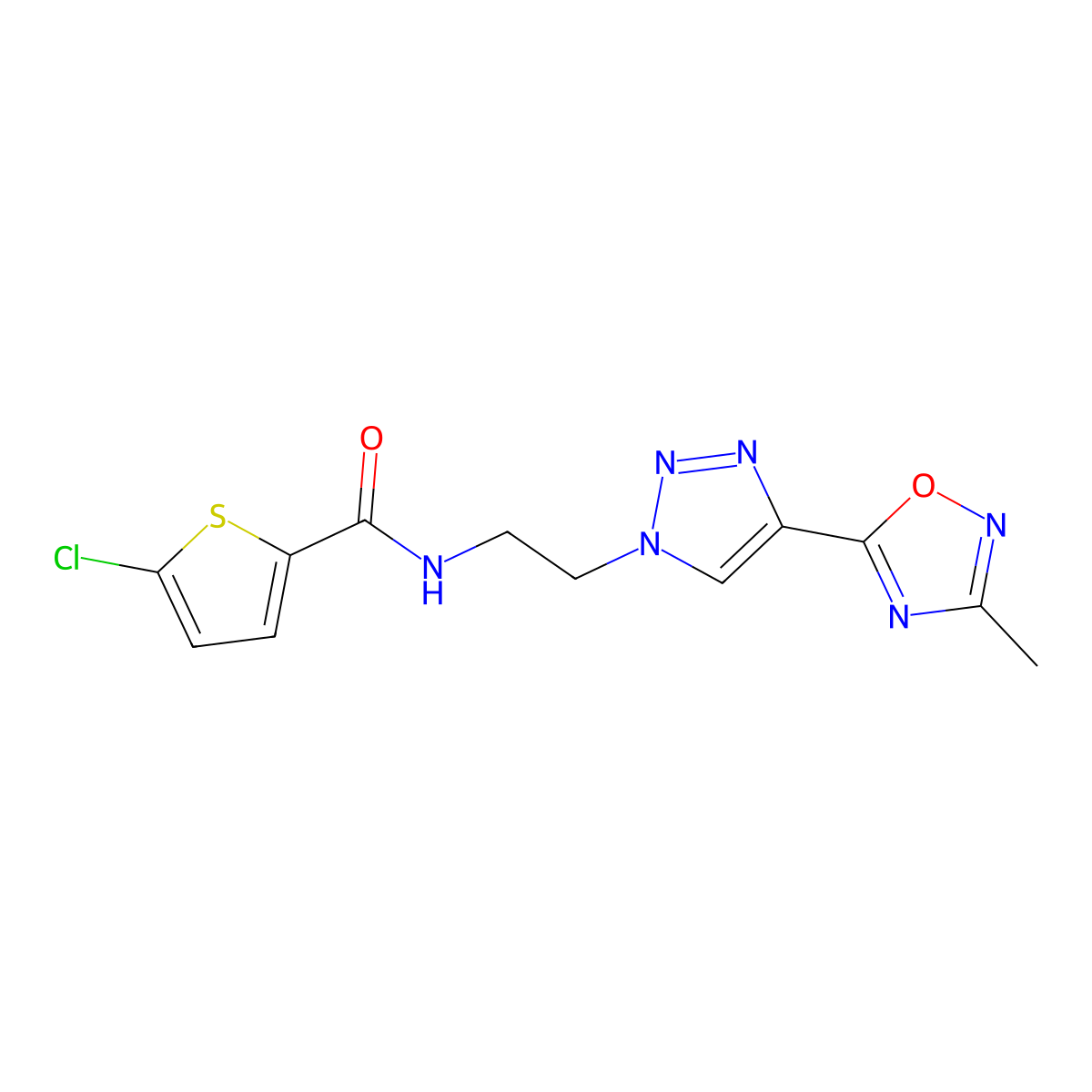 5-chloro-N-(2-(4-(3-methyl-1,2,4-oxadiazol-5-yl)-1H-1,2,3-triazol-1-yl)ethyl)thiophene-2-carboxamide molecular structure, CAS 2034391-46-1