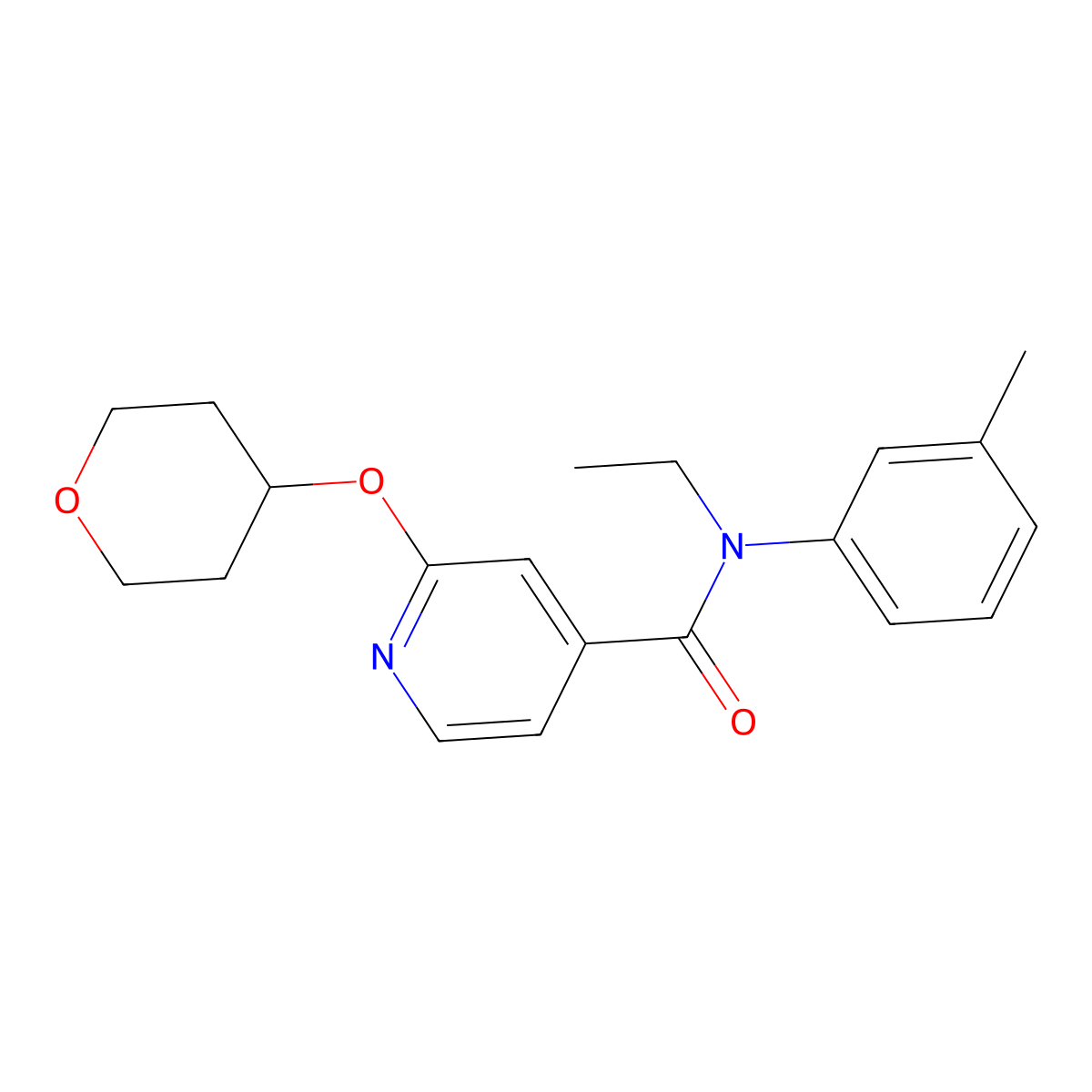 N-ethyl-2-((tetrahydro-2H-pyran-4-yl)oxy)-N-(m-tolyl)isonicotinamide molecular structure, CAS 2034391-48-3