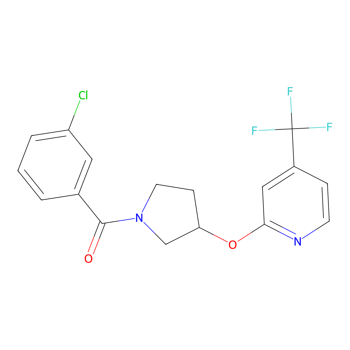 (3-Chlorophenyl)(3-((4-(trifluoromethyl)pyridin-2-yl)oxy)pyrrolidin-1-yl)methanone molecular structure, CAS 2034391-49-4