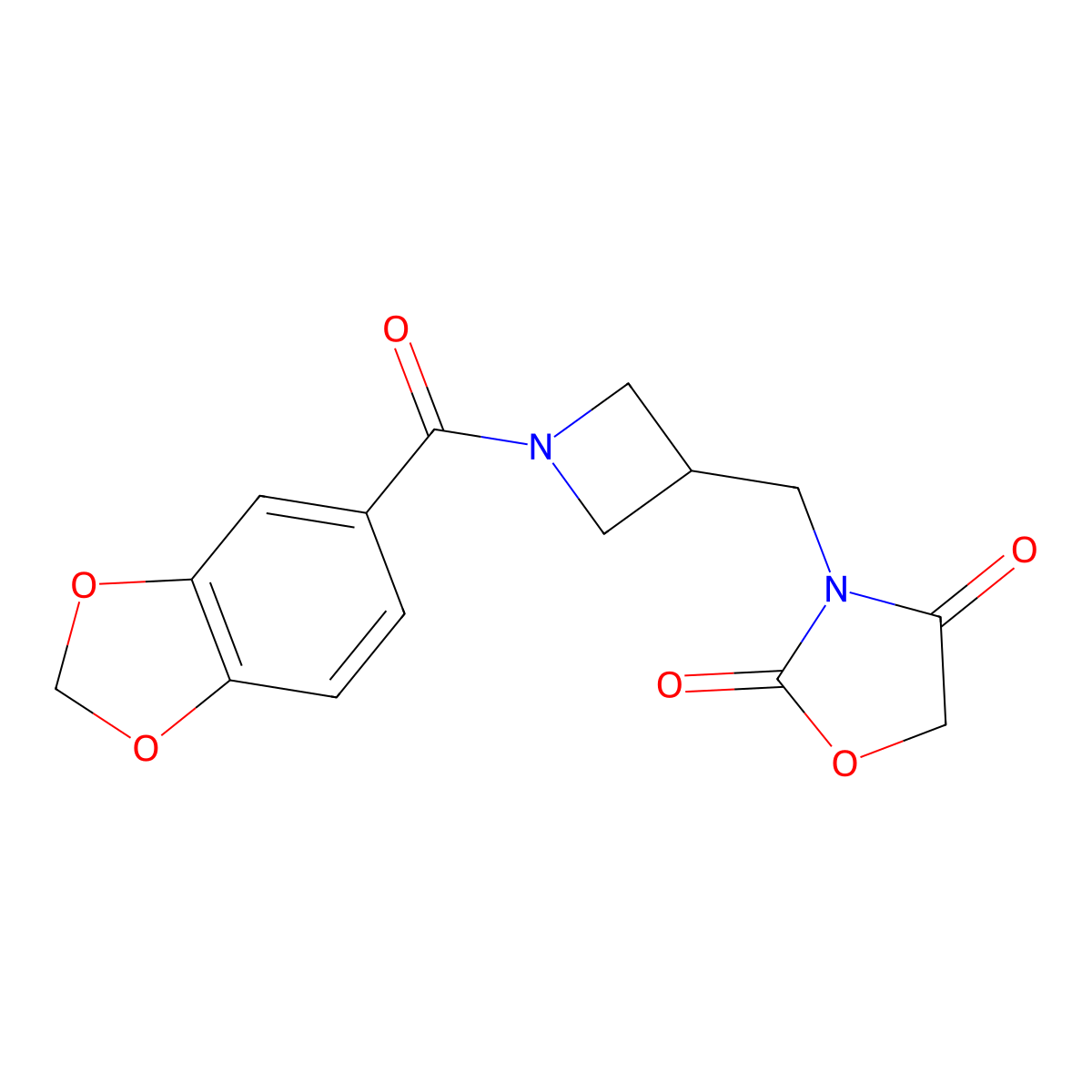 3-((1-(Benzo[d][1,3]dioxole-5-carbonyl)azetidin-3-yl)methyl)oxazolidine-2,4-dione molecular structure, CAS 2034391-53-0