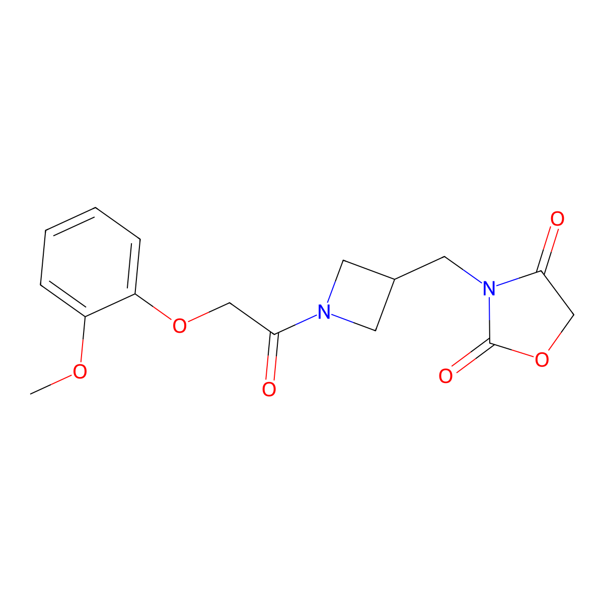 3-((1-(2-(2-Methoxyphenoxy)acetyl)azetidin-3-yl)methyl)oxazolidine-2,4-dione molecular structure, CAS 2034391-59-6