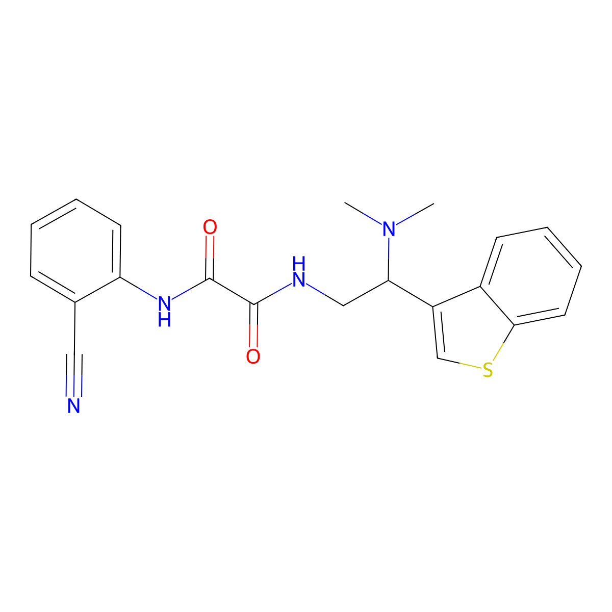 N1-(2-(benzo[b]thiophen-3-yl)-2-(dimethylamino)ethyl)-N2-(2-cyanophenyl)oxalamide molecular structure, CAS 2034391-60-9