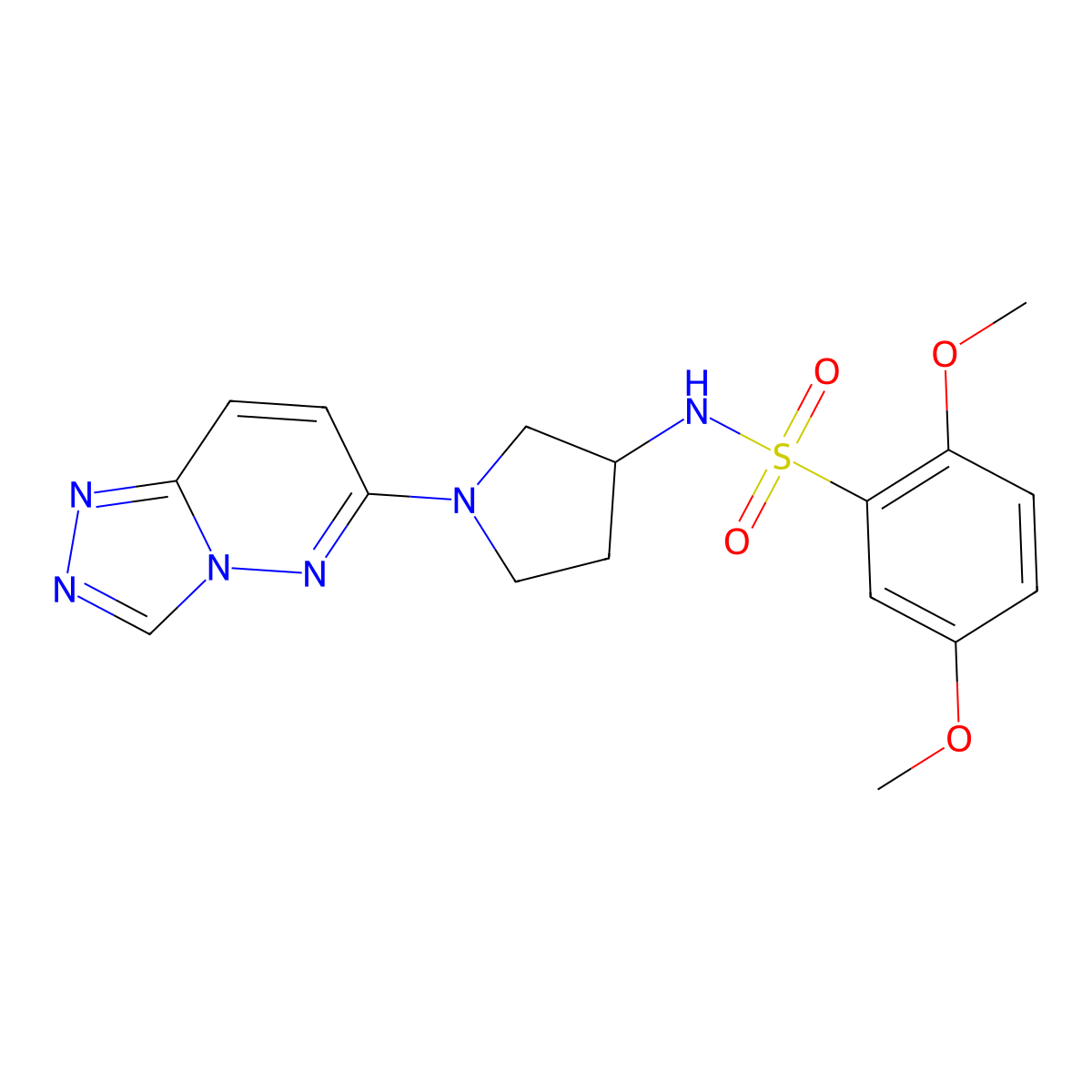 N-(1-([1,2,4]triazolo[4,3-b]pyridazin-6-yl)pyrrolidin-3-yl)-2,5-dimethoxybenzenesulfonamide molecular structure, CAS 2034391-62-1