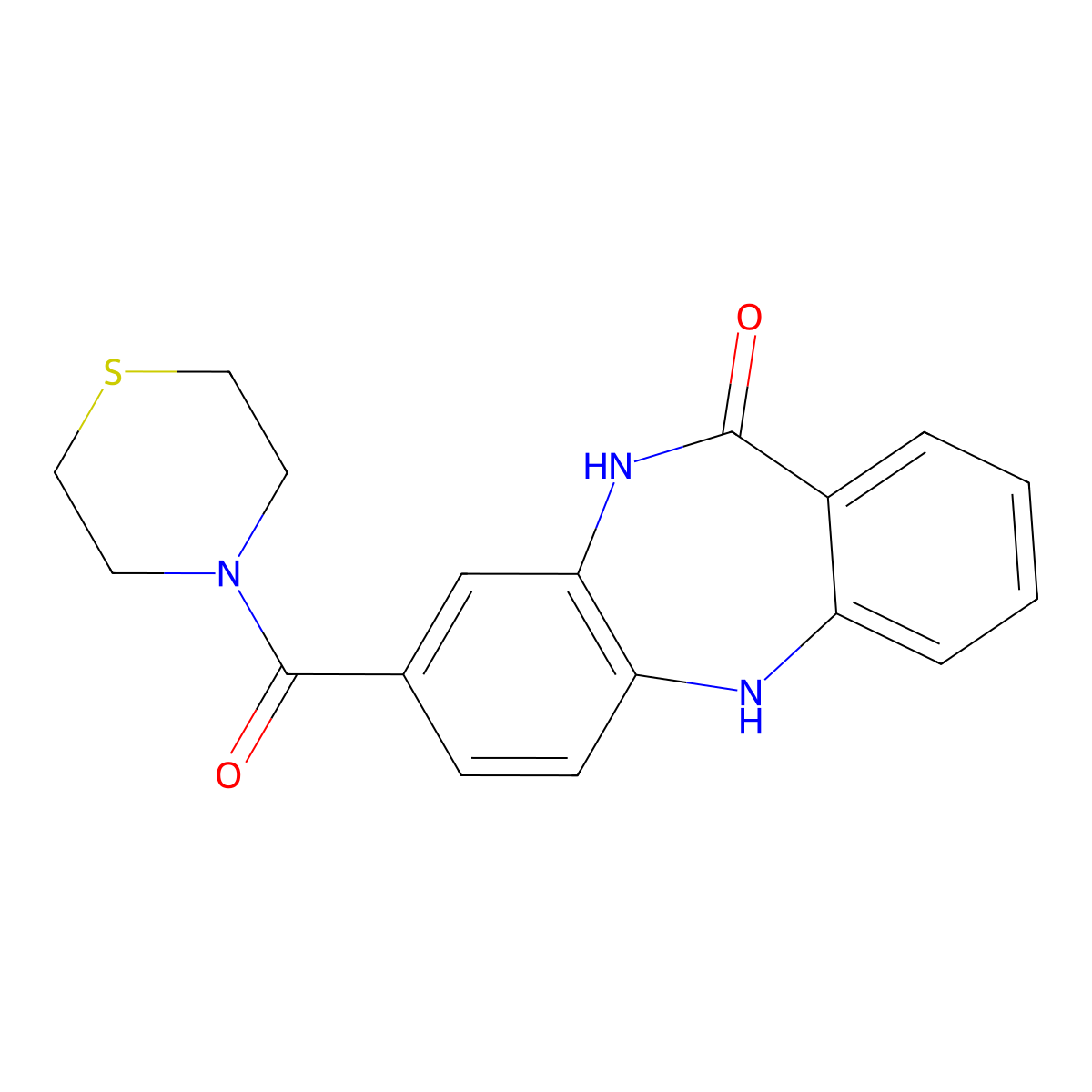 8-(thiomorpholine-4-carbonyl)-5H-dibenzo[b,e][1,4]diazepin-11(10H)-one molecular structure, CAS 2034391-65-4