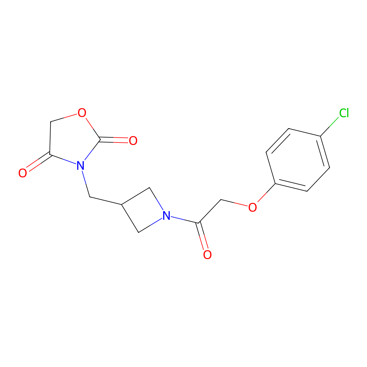 3-((1-(2-(4-Chlorophenoxy)acetyl)azetidin-3-yl)methyl)oxazolidine-2,4-dione molecular structure, CAS 2034391-66-5
