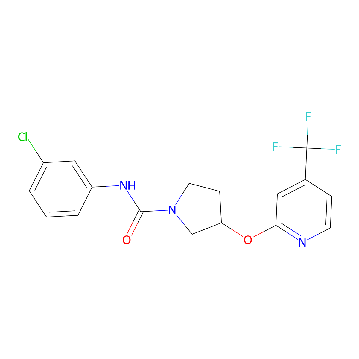 N-(3-chlorophenyl)-3-((4-(trifluoromethyl)pyridin-2-yl)oxy)pyrrolidine-1-carboxamide molecular structure, CAS 2034391-71-2