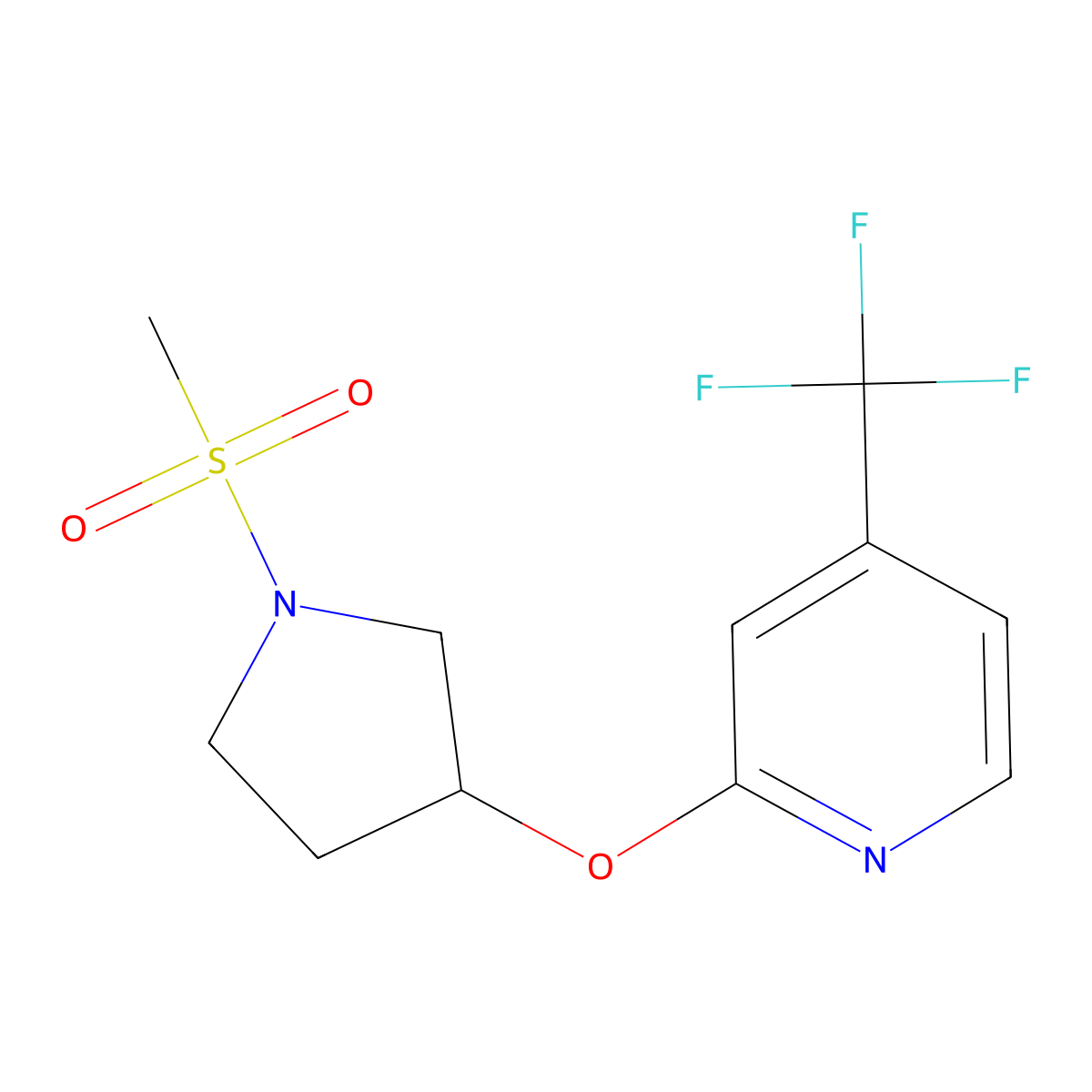 2-((1-(Methylsulfonyl)pyrrolidin-3-yl)oxy)-4-(trifluoromethyl)pyridine molecular structure, CAS 2034391-82-5