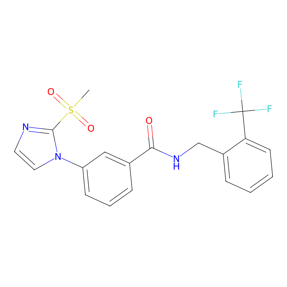 3-(2-(methylsulfonyl)-1H-imidazol-1-yl)-N-(2-(trifluoromethyl)benzyl)benzamide molecular structure, CAS 2034391-88-1