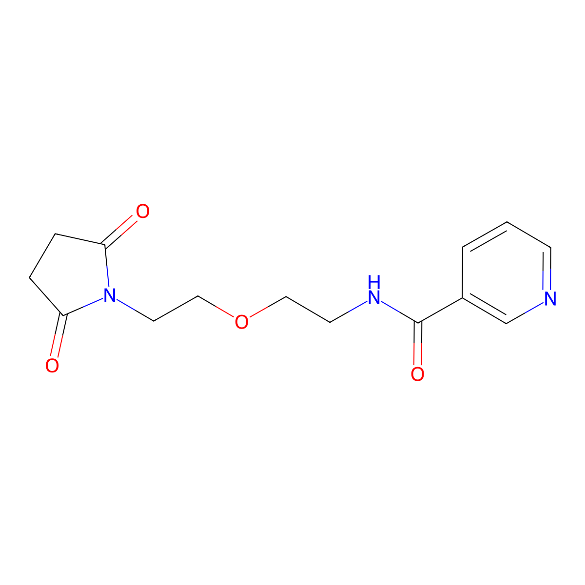 N-(2-(2-(2,5-dioxopyrrolidin-1-yl)ethoxy)ethyl)nicotinamide molecular structure, CAS 2034391-90-5